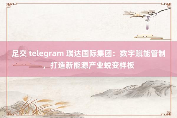 足交 telegram 瑞达国际集团：数字赋能管制，打造新能源产业蜕变样板