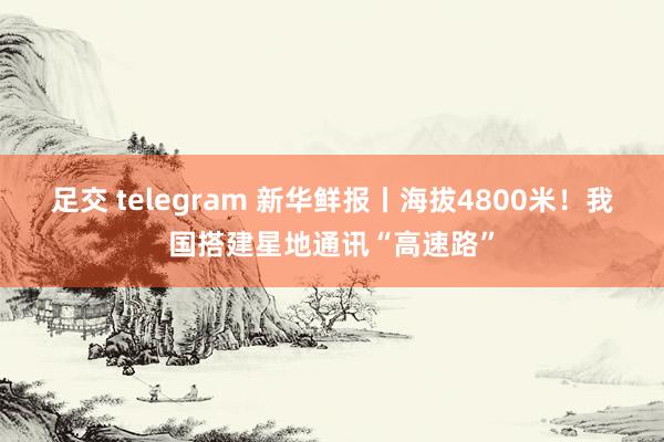 足交 telegram 新华鲜报丨海拔4800米！我国搭建星地通讯“高速路”