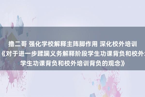 撸二哥 强化学校解释主阵脚作用 深化校外培训机构治理——解读《对于进一步蹂躏义务解释阶段学生功课背负和校外培训背负的观念》